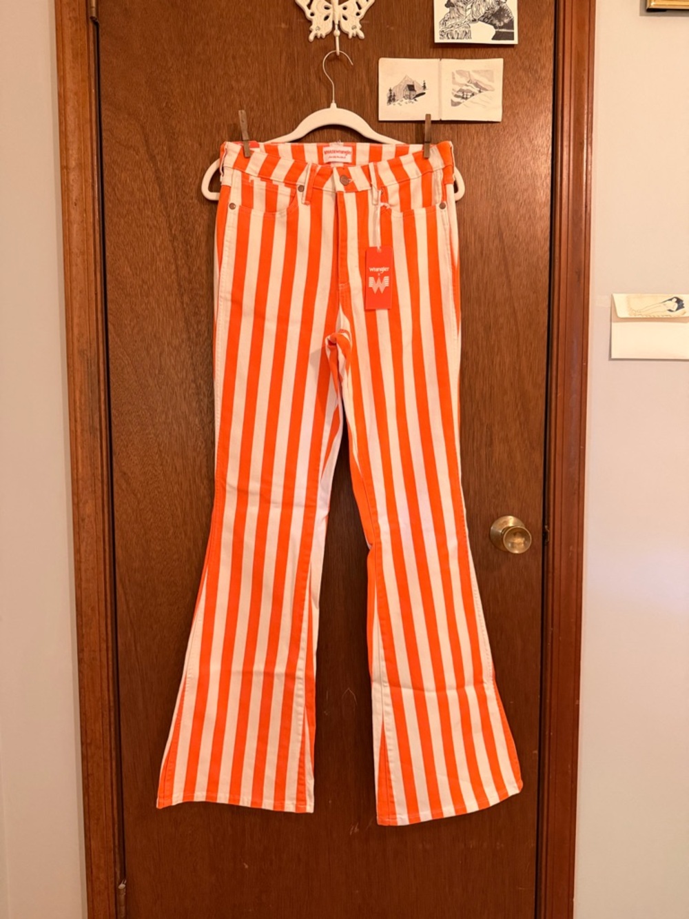 The Wrangler x Whataburger Orange Stripe Rodeo High Rise Bell Bottoms NWT